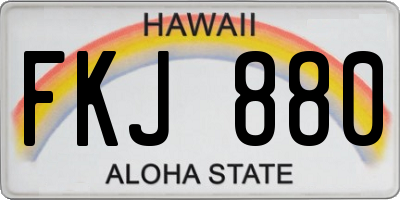 HI license plate FKJ880