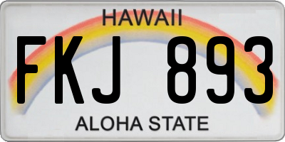 HI license plate FKJ893
