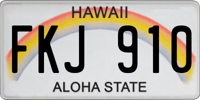 HI license plate FKJ910