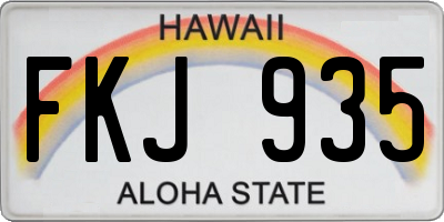 HI license plate FKJ935