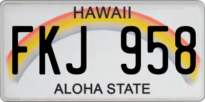 HI license plate FKJ958
