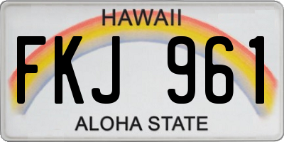 HI license plate FKJ961