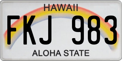 HI license plate FKJ983