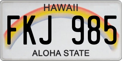 HI license plate FKJ985