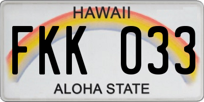 HI license plate FKK033