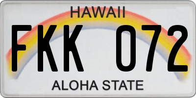 HI license plate FKK072
