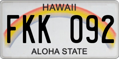 HI license plate FKK092