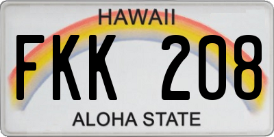 HI license plate FKK208