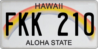 HI license plate FKK210