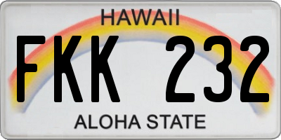 HI license plate FKK232