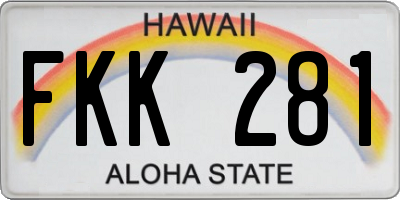 HI license plate FKK281