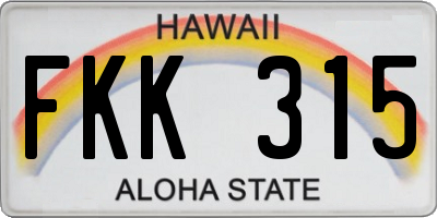 HI license plate FKK315