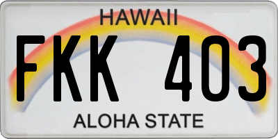 HI license plate FKK403