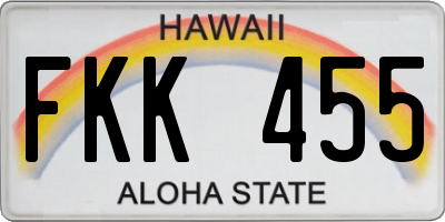HI license plate FKK455