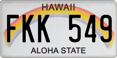 HI license plate FKK549