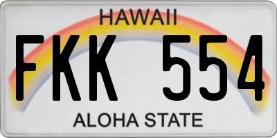 HI license plate FKK554