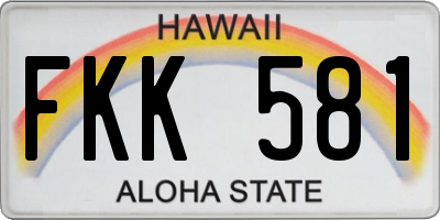 HI license plate FKK581