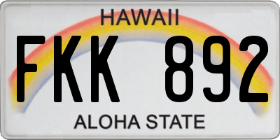 HI license plate FKK892