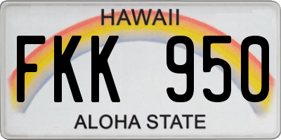 HI license plate FKK950