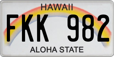 HI license plate FKK982