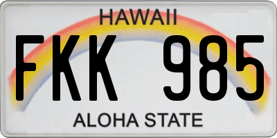 HI license plate FKK985