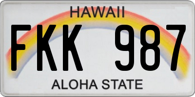 HI license plate FKK987