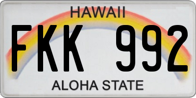 HI license plate FKK992