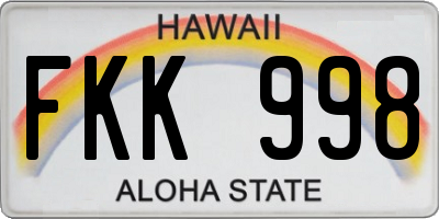 HI license plate FKK998