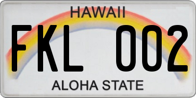 HI license plate FKL002