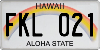 HI license plate FKL021