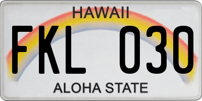 HI license plate FKL030