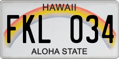 HI license plate FKL034