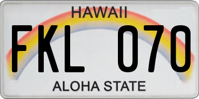 HI license plate FKL070