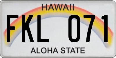 HI license plate FKL071