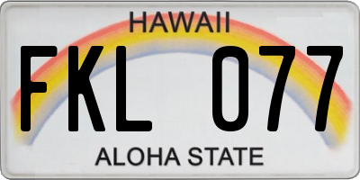 HI license plate FKL077