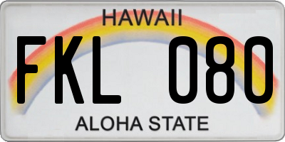 HI license plate FKL080
