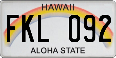 HI license plate FKL092