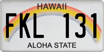 HI license plate FKL131