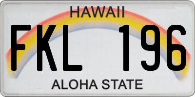 HI license plate FKL196
