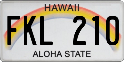 HI license plate FKL210