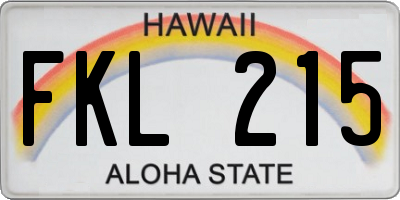 HI license plate FKL215