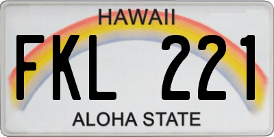 HI license plate FKL221