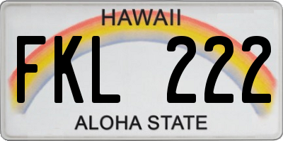 HI license plate FKL222