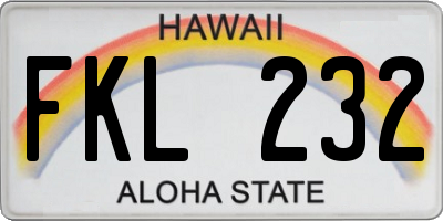 HI license plate FKL232