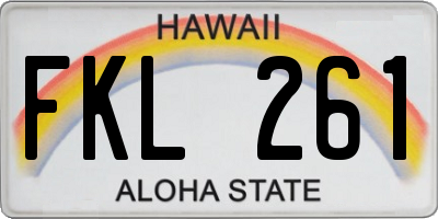 HI license plate FKL261