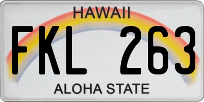 HI license plate FKL263
