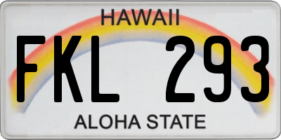 HI license plate FKL293
