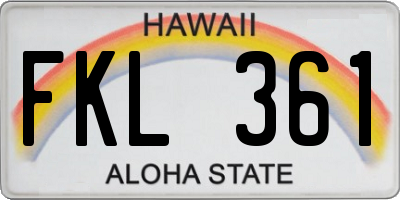 HI license plate FKL361