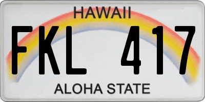 HI license plate FKL417