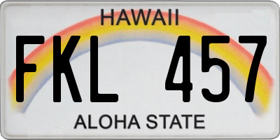 HI license plate FKL457
